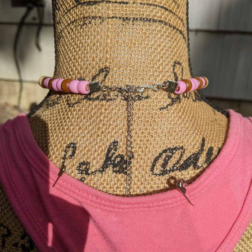Vintage Boombox Wood & Craft Bead Choker w/ Cassette Player Pendant & Adjustable - Picture 4 of 6